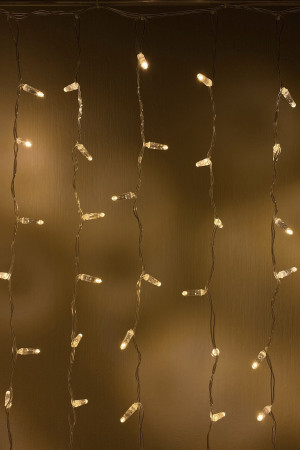 Светодиодный занавес 200 теплых белых LED ламп, 2*1 м., статика, прозрачный провод ПВХ, Teamprof (TPF-CS2*1-CT/WW)