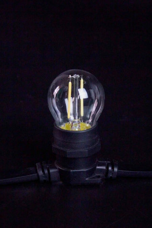 Светодиодная лампа для Белт-лайта теплая белая, филамент, 45 мм., 2Вт, Е27, 220В, Teamprof (TPF-B-E27-G45T2-2W-TDW)