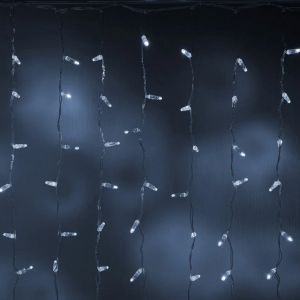 Светодиодный занавес 200 холодных белых LED ламп, 2*1 м., мерцание, прозрачный провод ПВХ, Teamprof (TPF-CS2*1F-CT/W)