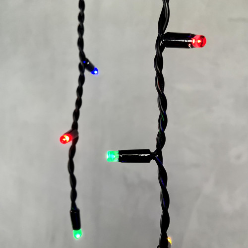 Светодиодная бахрома с колпачком 3,1*0,5 м., 120 разноцветных LED ламп, каучуковый черный провод, LTC (LL120-1-2M)