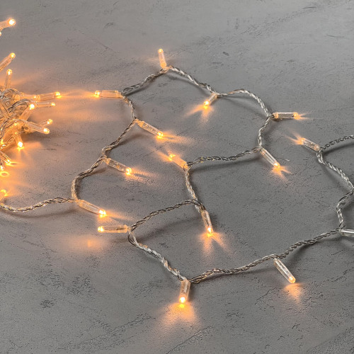 Светодиодная гирлянда с колпачком 100 экстра теплых белых LED ламп 10 м., 24В., прозрачный провод ПВХ, IP65, LTC (PST100CAP-10-1EWW)