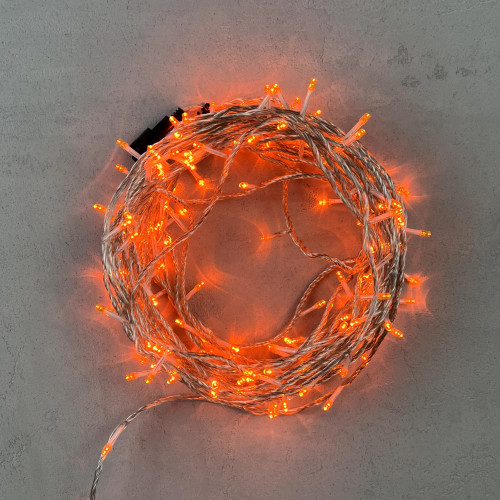 Светодиодная гирлянда с возможностью динамики 20 м., 200 оранжевых LED ламп, 24V., прозрачный силиконовый провод, IP65, Beauty Led (EST200-3W10-1OR)
