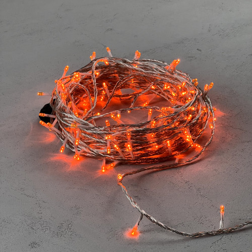 Светодиодная гирлянда с возможностью динамики 20 м., 200 оранжевых LED ламп, 24V., прозрачный силиконовый провод, IP65, Beauty Led (EST200-3W10-1OR)