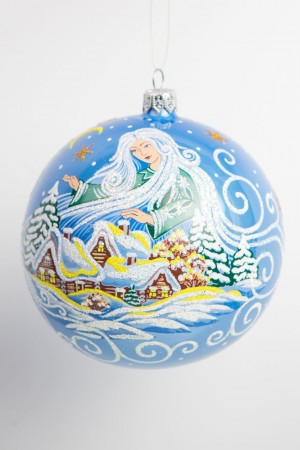 С1902/2 Стеклянный шар Метелица 115 мм., голубой,  Ёлочка
