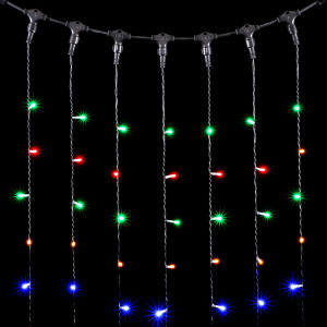 Светодиодный занавес 2*3 м., 600 разноцветных LED ламп, черный провод ПВХ, LTC (PCL602-11-2M)