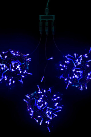 Комплект гирлянд на деревья 60 м., 3 луча по 20 м, 24V, 600 синих LED ламп, черный ПВХ, LTC (KDD600-11-1B)