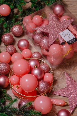 Набор елочных украшений Звездный наряд, 33 предмета, карамельно-розовый, Kaemingk (023448)