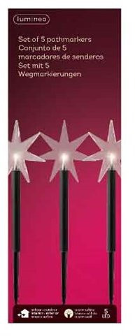 Светодиодная гирлянда из фонарей Звездный хоровод 35 см, IP44, 5 LED теплых белых, Kaemingk (492779)