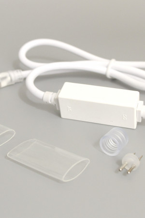 Комплект подключения для 2-х проводного дюралайта,  без вилки, на 50м, 1А, белый, Teamprof (TPF-220AC/DC-1-1A-NP-W)