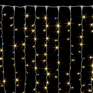 Светодиодный занавес с мерцающим диодом 2*2 м., 280 теплых белых LED ламп, белый провод, Winner Light (ww.03.6W.280+)