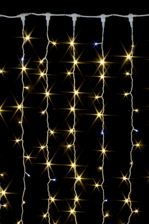 Светодиодный занавес с мерцающим диодом 2*2 м., 280 теплых белых LED ламп, белый провод, Winner Light (ww.03.6W.280+)