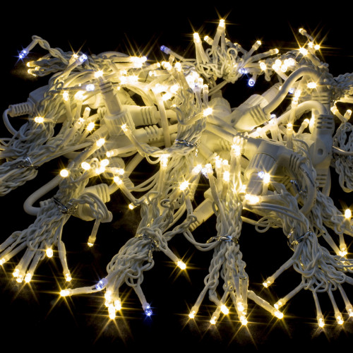 Светодиодный занавес с мерцающим диодом 2*2 м., 280 теплых белых LED ламп, белый провод, Winner Light (ww.03.6W.280+)