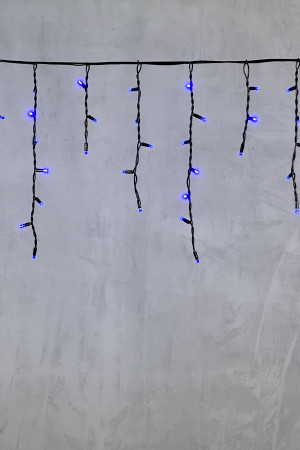 Светодиодная бахрома с колпачком 3,1*0,5 м., 120 синих LED ламп, каучуковый черный провод, LTC (LL120-1-2B)