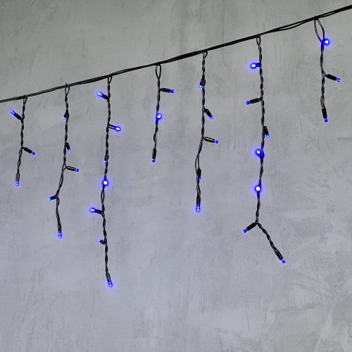 Светодиодная бахрома с колпачком 3,1*0,5 м., 120 синих LED ламп, каучуковый черный провод, LTC (LL120-1-2B)