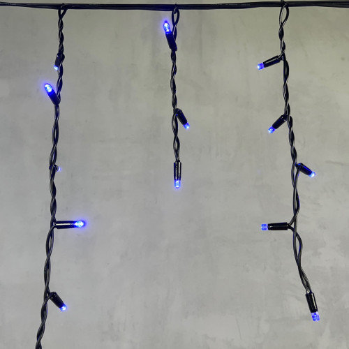 Светодиодная бахрома с колпачком 3,1*0,5 м., 120 синих LED ламп, каучуковый черный провод, LTC (LL120-1-2B)