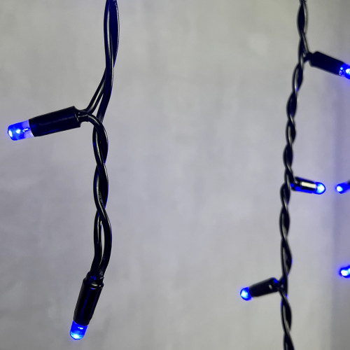 Светодиодная бахрома с колпачком 3,1*0,5 м., 120 синих LED ламп, каучуковый черный провод, LTC (LL120-1-2B)