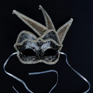 Винтажное украшение Маска королевского шута  28х23 см., черный с платиной, Christmas DeLuxe (89034)