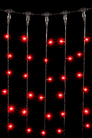 Светодиодный занавес 2*3 м., 600 красных LED ламп, черный провод ПВХ, LTC (PCL602-11-2R)