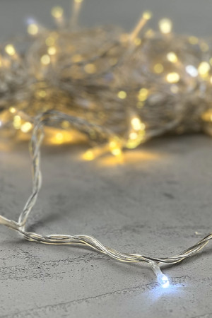 Светодиодная нить 100 теплых белых LED ламп с мерцанием, 10 м., 24В, прозрачный провод ПВХ, LTC (PST100BLW-10-1WW)