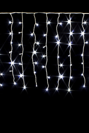 Светодиодный занавес с мерцающим диодом 5*0.7 м., 350 холодных белых LED ламп, белый провод, Winner Light (w.03.6W.350+)