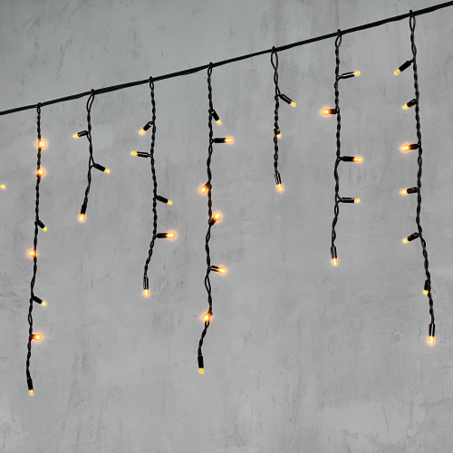 Светодиодная бахрома с колпачком 3,1*0,5 м., 120 желтых LED ламп, каучуковый черный провод, LTC (LL120-1-2Y)