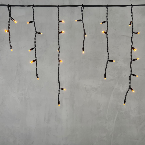 Светодиодная бахрома с колпачком 3,1*0,5 м., 120 желтых LED ламп, каучуковый черный провод, LTC (LL120-1-2Y)