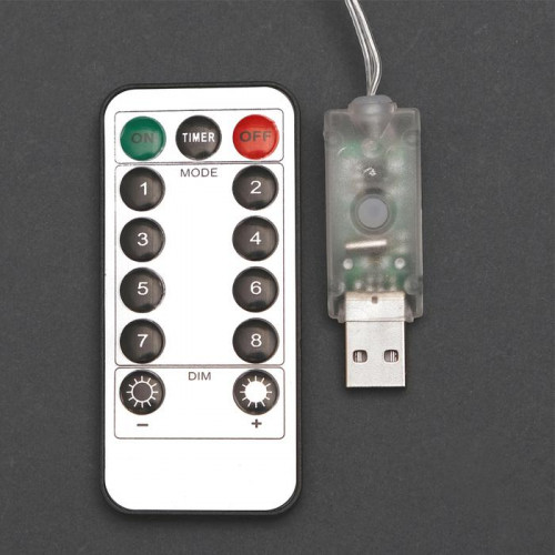 Занавес-роса 2.8×3 м. на крючках, пульт, IP20, серебристая нить, 300 теплых белых LED, 8 режимов, USB, Luazon Lighting (4814717)