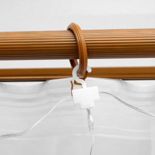 Занавес-роса 2.8×3 м. на крючках, пульт, IP20, серебристая нить, 300 теплых белых LED, 8 режимов, USB, Luazon Lighting (4814717)