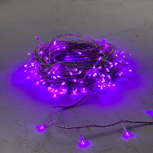 Светодиодная гирлянда с возможностью динамики 20 м., 200 пурпурных LED ламп, 24V., прозрачный силиконовый провод, IP65, Beauty Led (EST200-3W10-1PU)