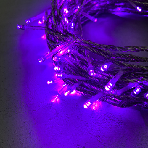 Светодиодная гирлянда с возможностью динамики 20 м., 200 пурпурных LED ламп, 24V., прозрачный силиконовый провод, IP65, Beauty Led (EST200-3W10-1PU)