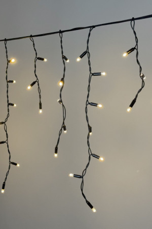 Гирлянда Бахрома 3,1*0,5 м., Тепло-Белая 220В., 120 LED, Провод Черный Каучук 2,3 мм., IP65, (ECO120-1-2WW)