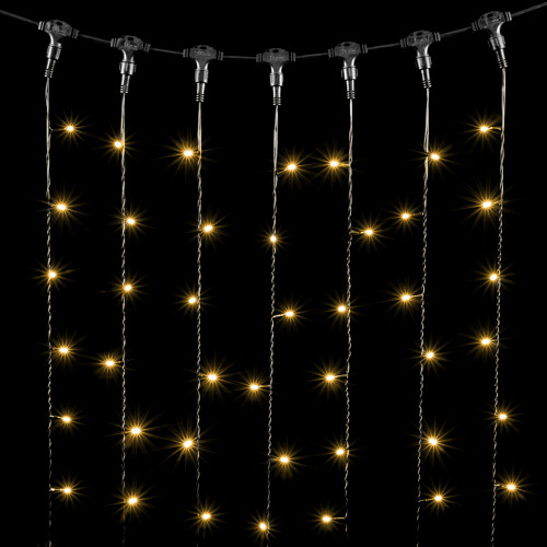 Светодиодный занавес 2*3 м., 600 теплых белых LED ламп, черный провод ПВХ, Beauty Led (PCL602-11-2WW)