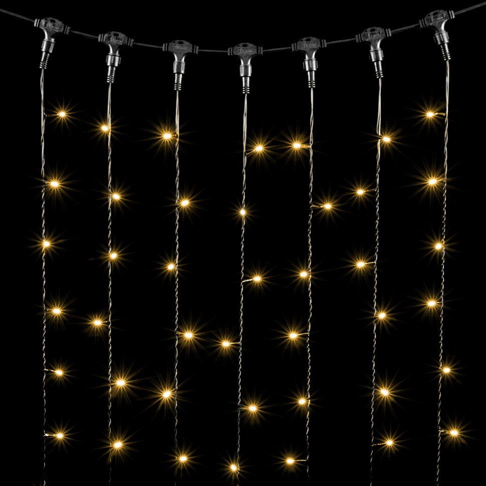 Светодиодный занавес 2*3 м., 600 теплых белых LED ламп, черный провод ПВХ, Beauty Led (PCL602-11-2WW)