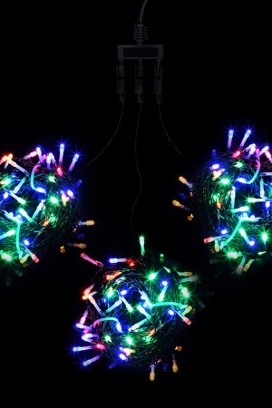 Комплект гирлянд на деревья 60 м., 3 луча по 20 м, 24V, 600 разноцветных LED ламп, черный ПВХ, LTC (KDD600-11-1M)