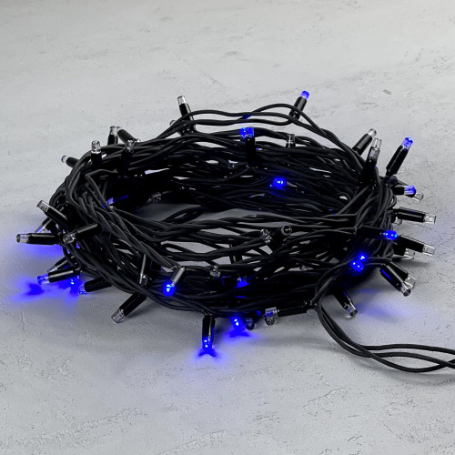 Светодиодная гирлянда Sealed с супер-мерцанием 10 м., 220V ., 75 синих LED ламп, черный каучук, LTC (LL75ABL-1-2B)