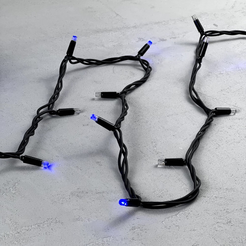 Светодиодная гирлянда Sealed с супер-мерцанием 10 м., 220V ., 75 синих LED ламп, черный каучук, LTC (LL75ABL-1-2B)