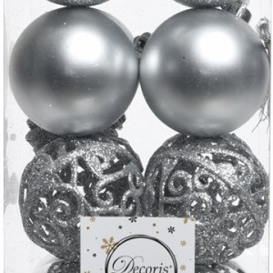 Набор пластиковых шаров Белль 60 мм, серебро, 16 шт, Kaemingk (020851)
