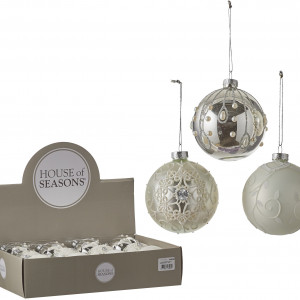Набор стеклянных шаров Страсть 80 мм, цвет серебряный, House of seasons (83188)