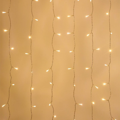 Светодиодный облегченный мерцающий занавес 2*2 м, 220V., 400 теплых белых LED ламп, прозрачный ПВХ, Beauty Led (PCL400NOTBL-10-2WW)