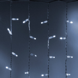 Светодиодный занавес 300 холодных белых LED ламп, 2*1.5 м., мерцание, белый провод ПВХ, Teamprof (TPF-CS2*1.5F-CW/W)