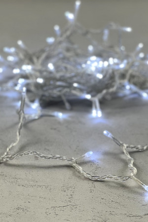 Светодиодная нить 100 белых LED ламп с мерцанием, 10 м., 24В., прозрачный провод ПВХ, LTC (PST100BLW-10-1W)