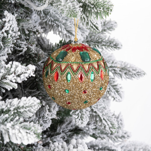 Винтажный стеклянный шар Королевские самоцветы 9 см., 1 шт., Karlsbach (13444)