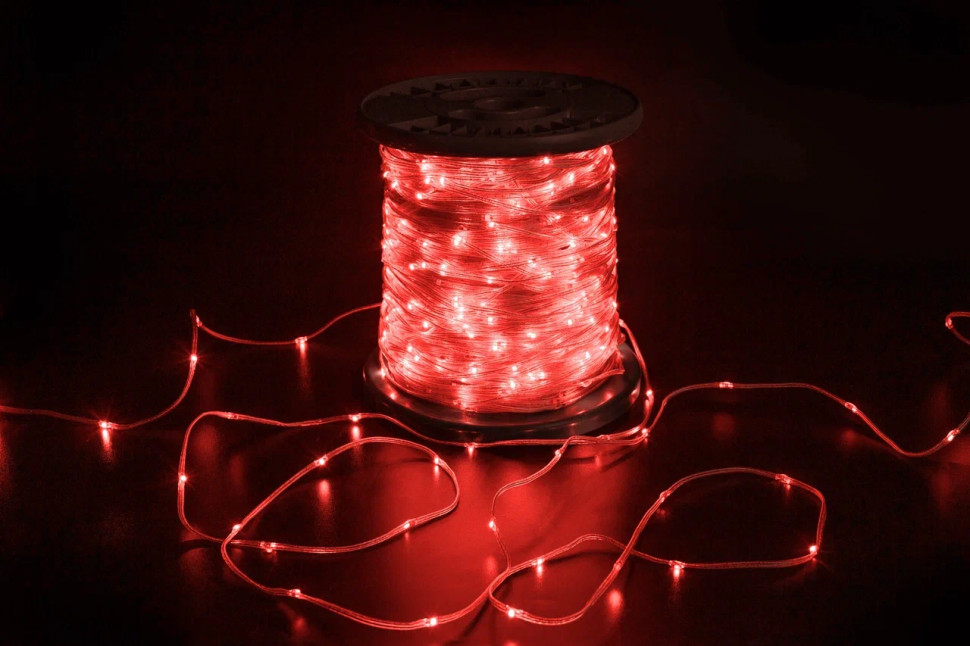 Светодиодная гирлянда "Краса" 200м, 2000 LED, 24V, красная, статика, прозрачный провод ПВХ, Teamprof (TPF-CR200-24V-T/R)