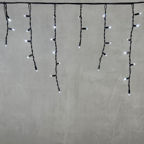 Светодиодная бахрома с колпачком 3,1*0,5 м., 120 белых LED ламп, каучуковый черный провод, LTC (LL120-1-2W)