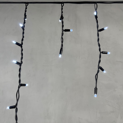 Светодиодная бахрома с колпачком 3,1*0,5 м., 120 белых LED ламп, каучуковый черный провод, LTC (LL120-1-2W)