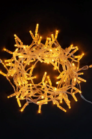 Светодиодная гирлянда с колпачком 100 желтых LED ламп 10 м., 24В., прозрачный провод ПВХ, IP65, LTC (PST100CAP-10-1Y)