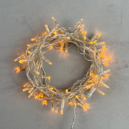 Светодиодная гирлянда с колпачком 100 желтых LED ламп 10 м., 24В., прозрачный провод ПВХ, IP65, LTC (PST100CAP-10-1Y)