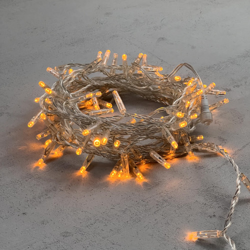 Светодиодная гирлянда с колпачком 100 желтых LED ламп 10 м., 24В., прозрачный провод ПВХ, IP65, LTC (PST100CAP-10-1Y)