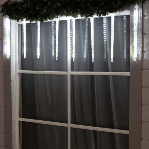 Гирлянда Сосульки рифленые 2.5×0.42 м., IP65, прозрачная нить, 288 белых LED с эффектом стекания, 12 В., Luazon Lighting (5248349)