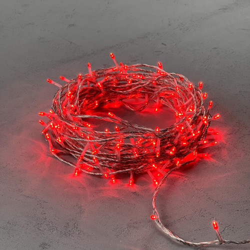 Светодиодная гирлянда с возможностью динамики 20 м., 200 красных LED ламп, 24V., прозрачный силиконовый провод, IP65, Beauty Led (EST200-3W10-1R)